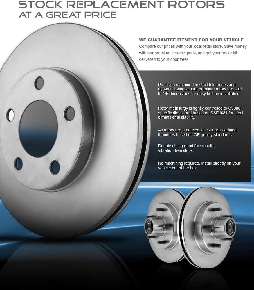 286.7 mm 5 Lug Brake Disc Rotors + Ceramic Brake Pads + Clips K343