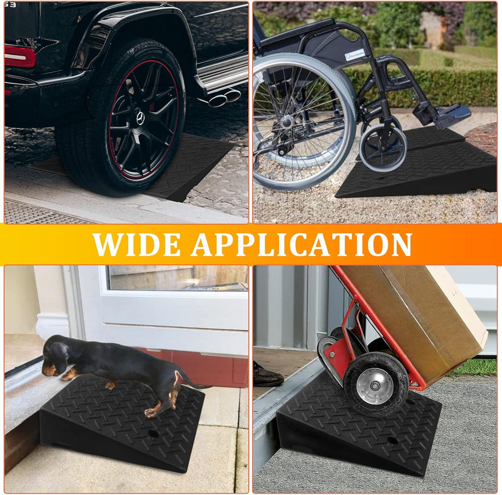 Rubber Curb Ramp 19.6 × 19.6 × 6 Heavy Duty Portable Threshold Ramp 1 PC J284768