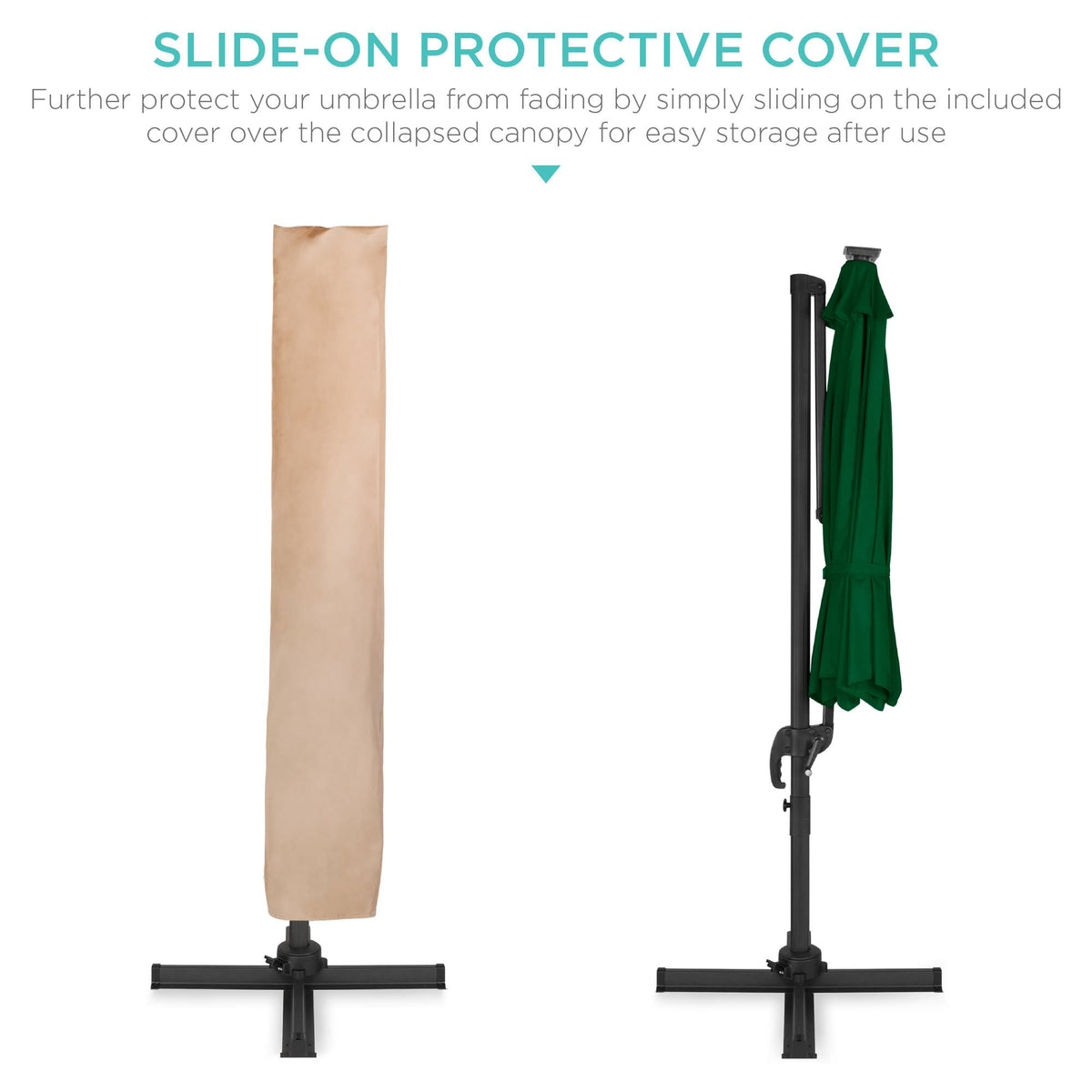 10ft LED Cantilever Offset Hanging Patio Umbrella R6162