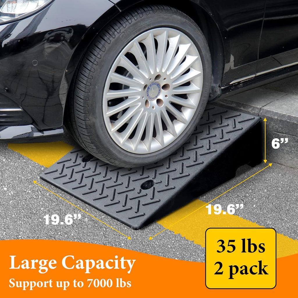Rubber Curb Ramp 19.6 × 19.6 × 6 Heavy Duty Portable Threshold Ramp 1 PC J284768