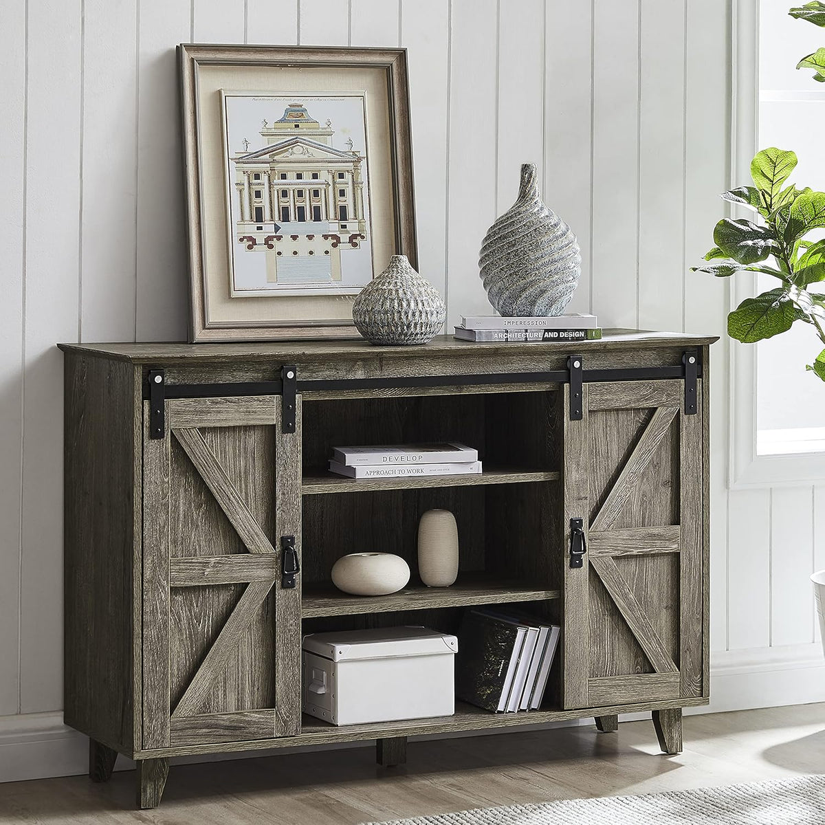 50 inch Sideboard Buffet with Sliding Barn Doors R17147