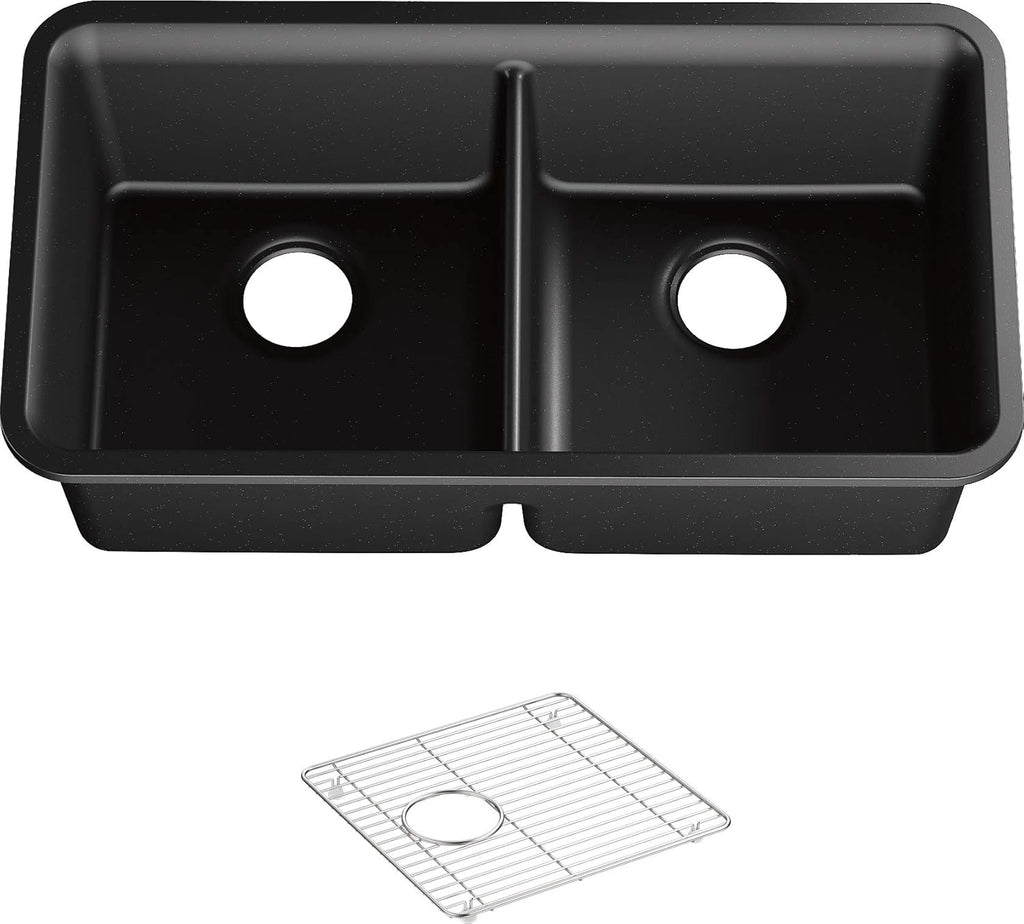 Undermount Double Equal Sink with Rack, Matte Black K935000