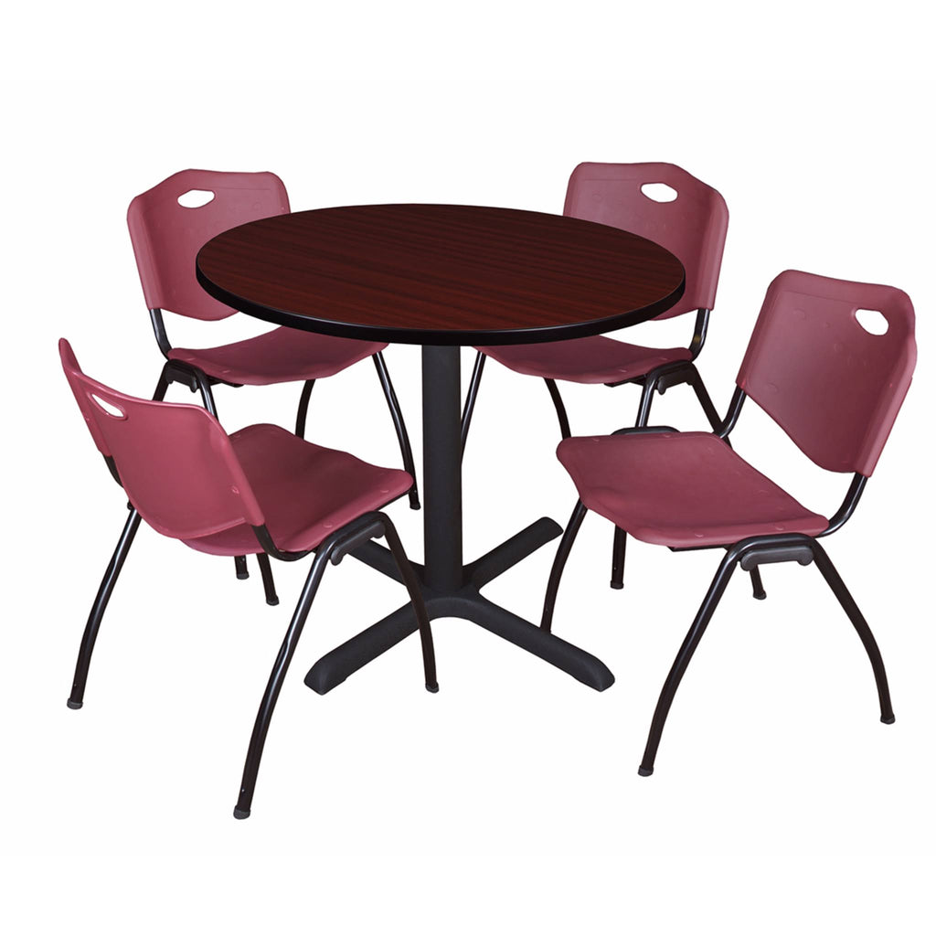 42x22 Round Breakroom Table & 4 Stack Chairs A182