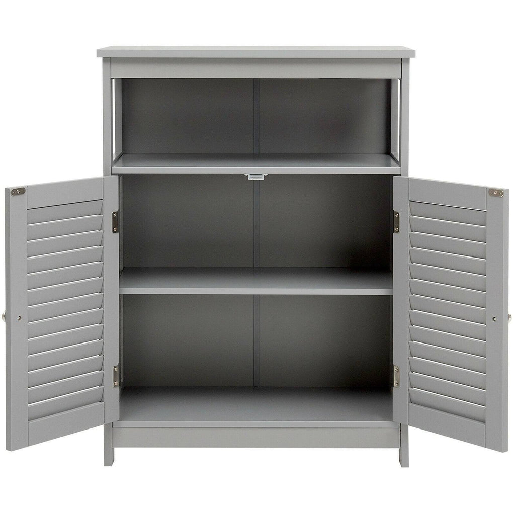 Gray Wood Freestanding Bathroom Storage Cabinet with Double Shutter Door L30554