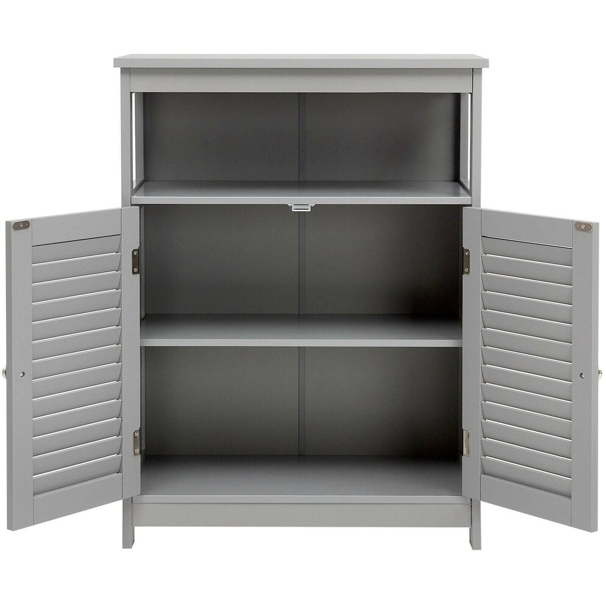 Gray Wood Freestanding Bathroom Storage Cabinet with Double Shutter Door L30554