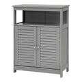 Gray Wood Freestanding Bathroom Storage Cabinet with Double Shutter Door L30554