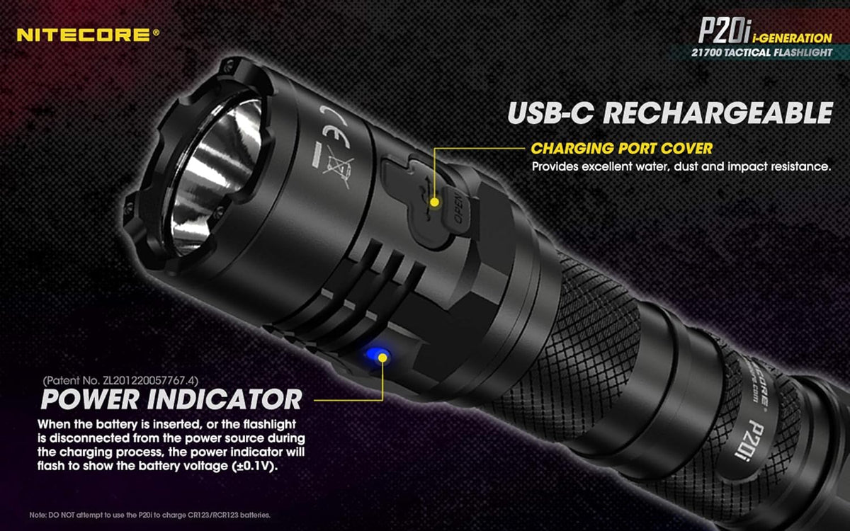 1800 Lumen USB-C Rechargeable Tactical Flashlight Y6564