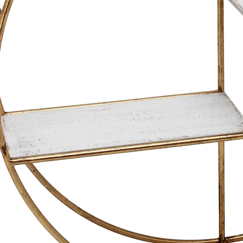 Round Metal Frame Wall Shelf with 2 Display Cases B6189