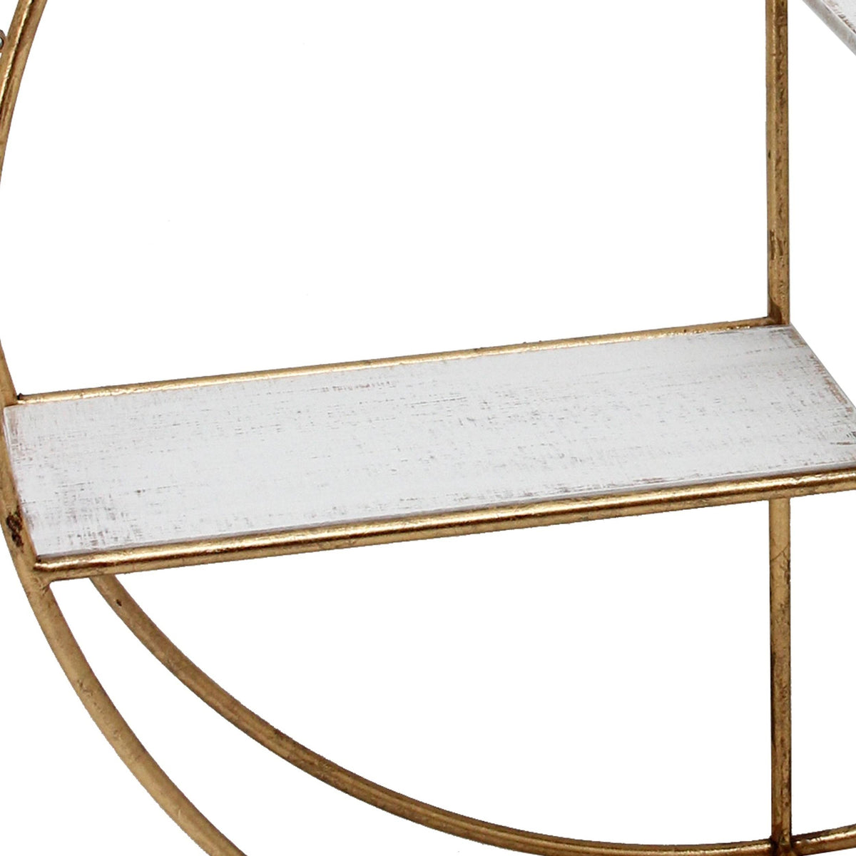 Round Metal Frame Wall Shelf with 2 Display Cases B6189