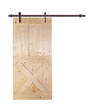Unfinished Knotty Pine Wood Interior Sliding Barn Door with Hardware Kit S699721