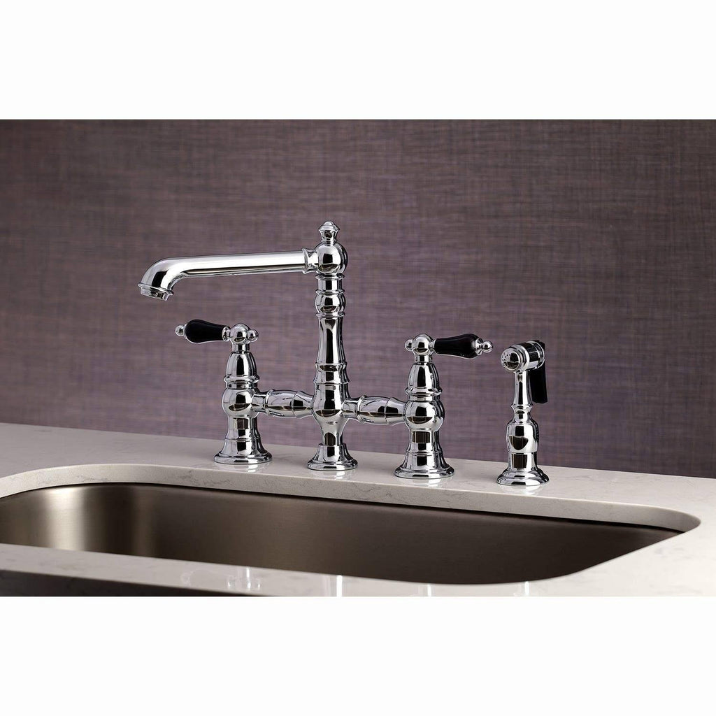 Bridge Kitchen Faucet with Brass Sprayer Matte Black F5117