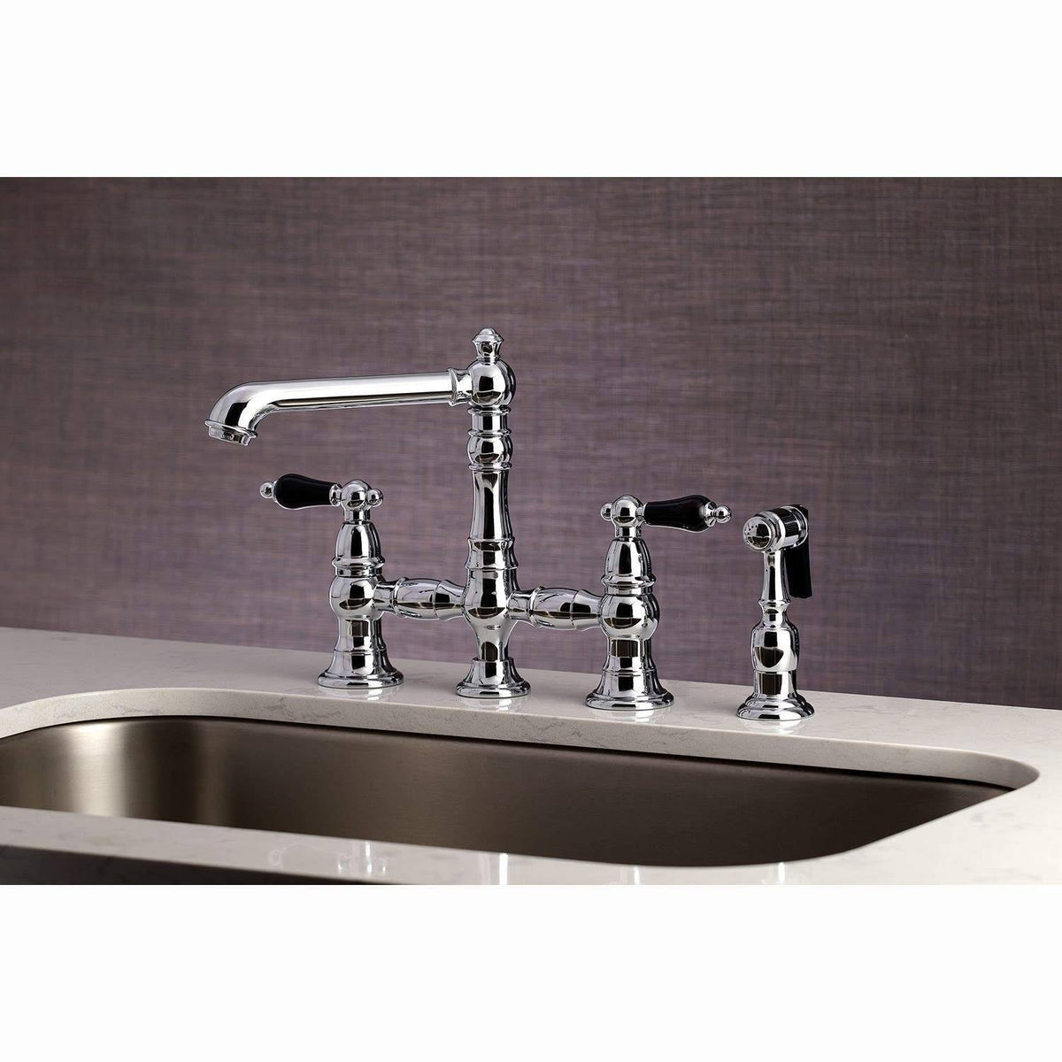 Bridge Kitchen Faucet with Brass Sprayer Matte Black F5117