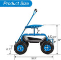 Rolling Garden Cart Work Seat with Swivel Seat & Utility Basket E415