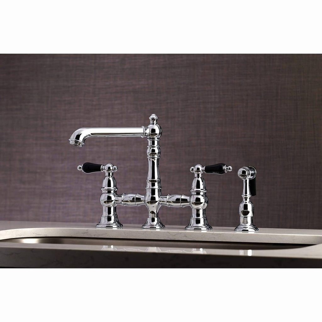 Bridge Kitchen Faucet with Brass Sprayer Matte Black F5117