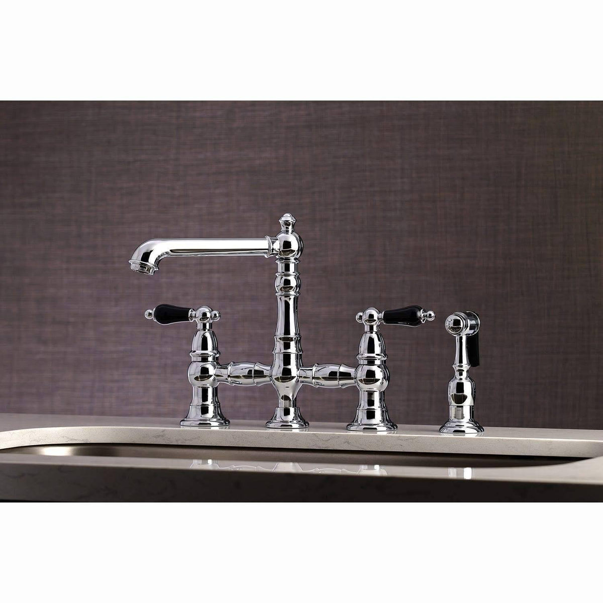 Bridge Kitchen Faucet with Brass Sprayer Matte Black F5117