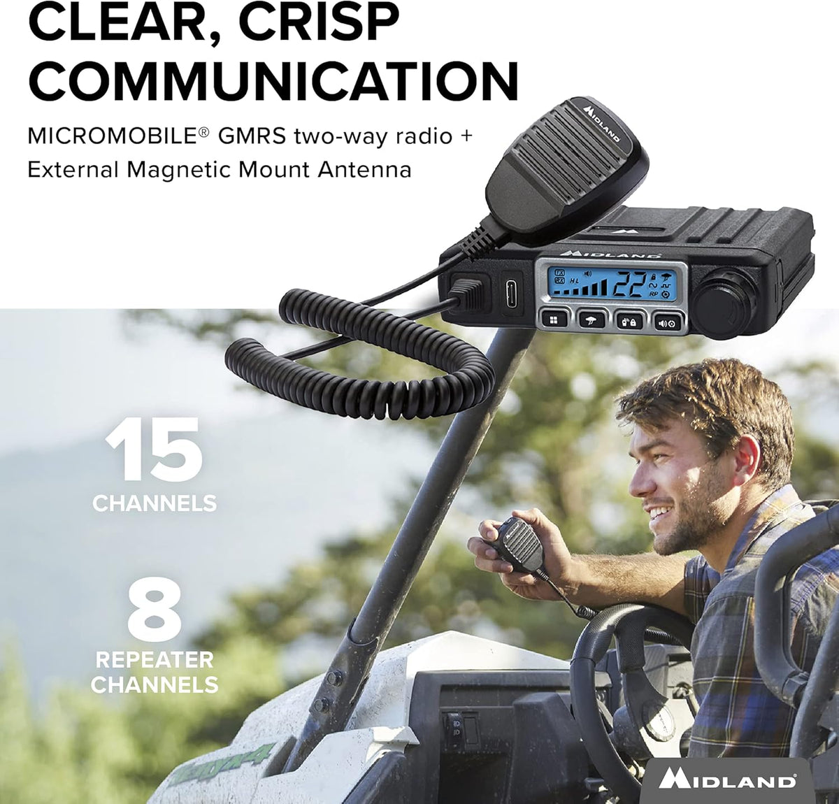 15 Watt GMRS Two-Way Radio with Magnetic Mount Antenna O788