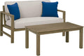 Beige Eucalyptus Patio Loveseat with Table R970