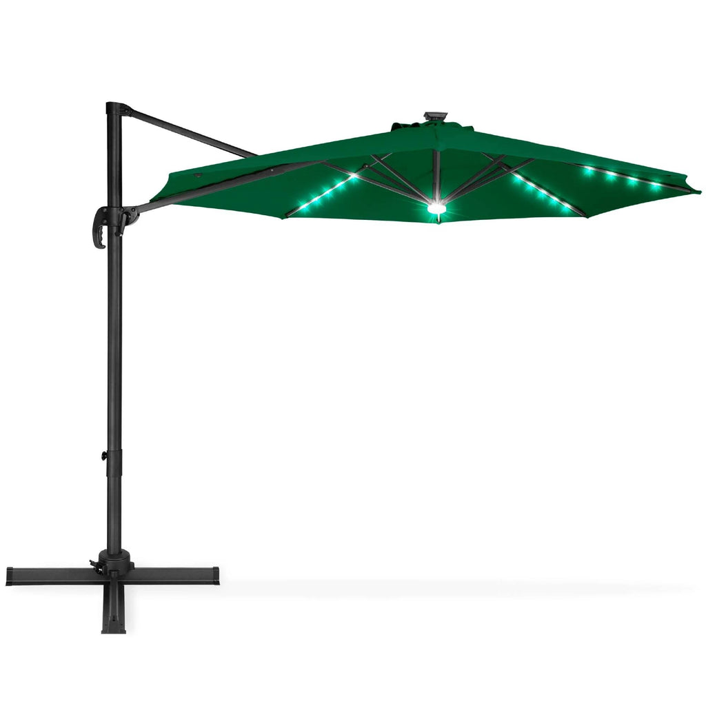 10ft LED Cantilever Offset Hanging Patio Umbrella R6162