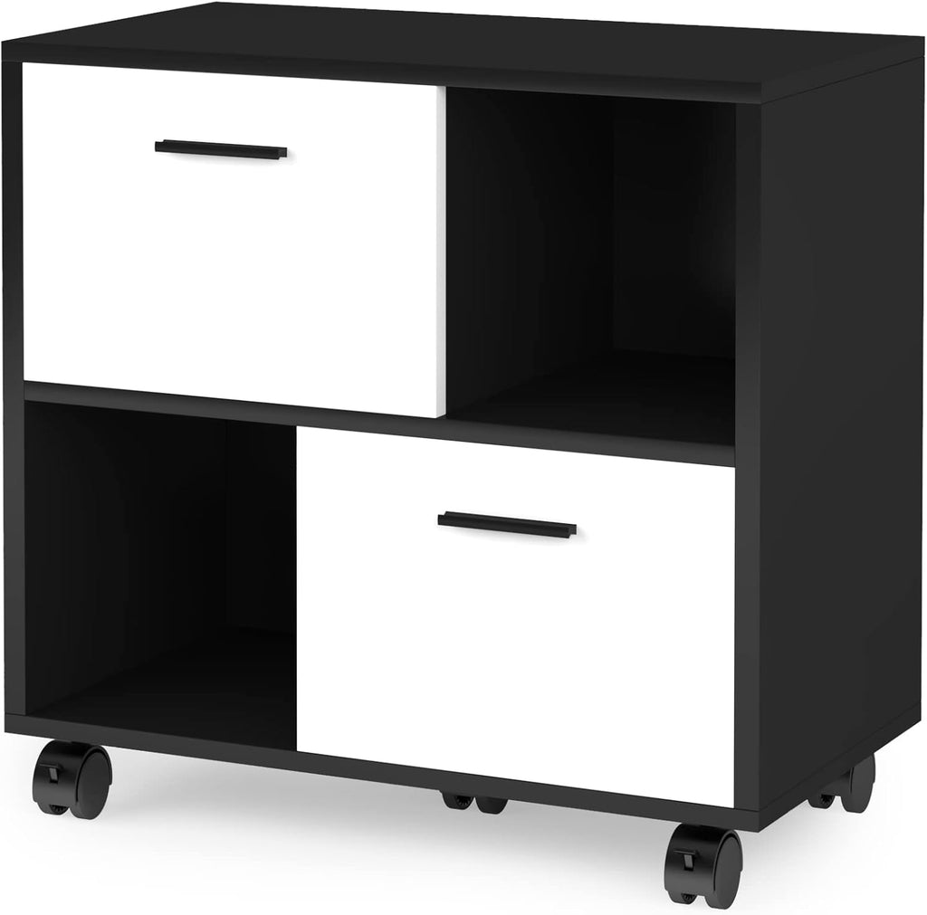 2 Drawer Wood File Cabinet with Wheels B5469