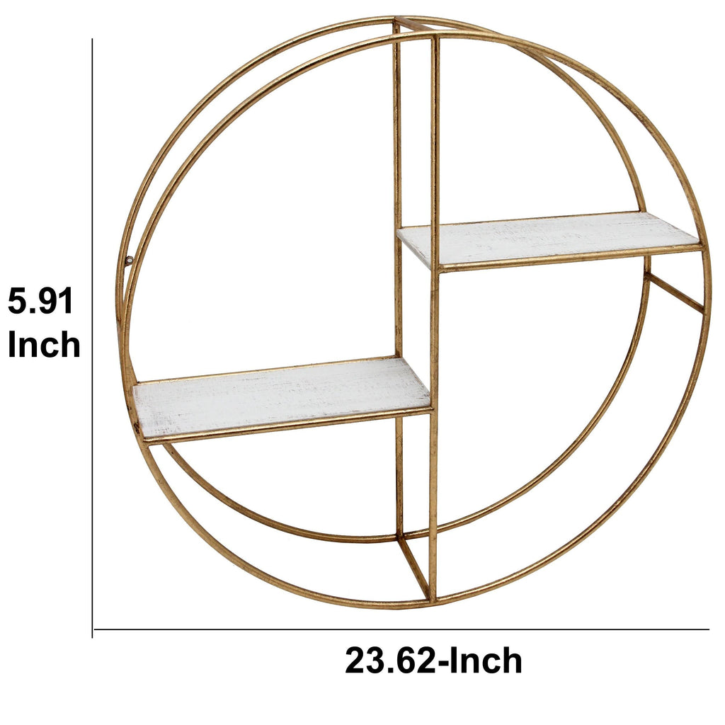 Round Metal Frame Wall Shelf with 2 Display Cases B6189