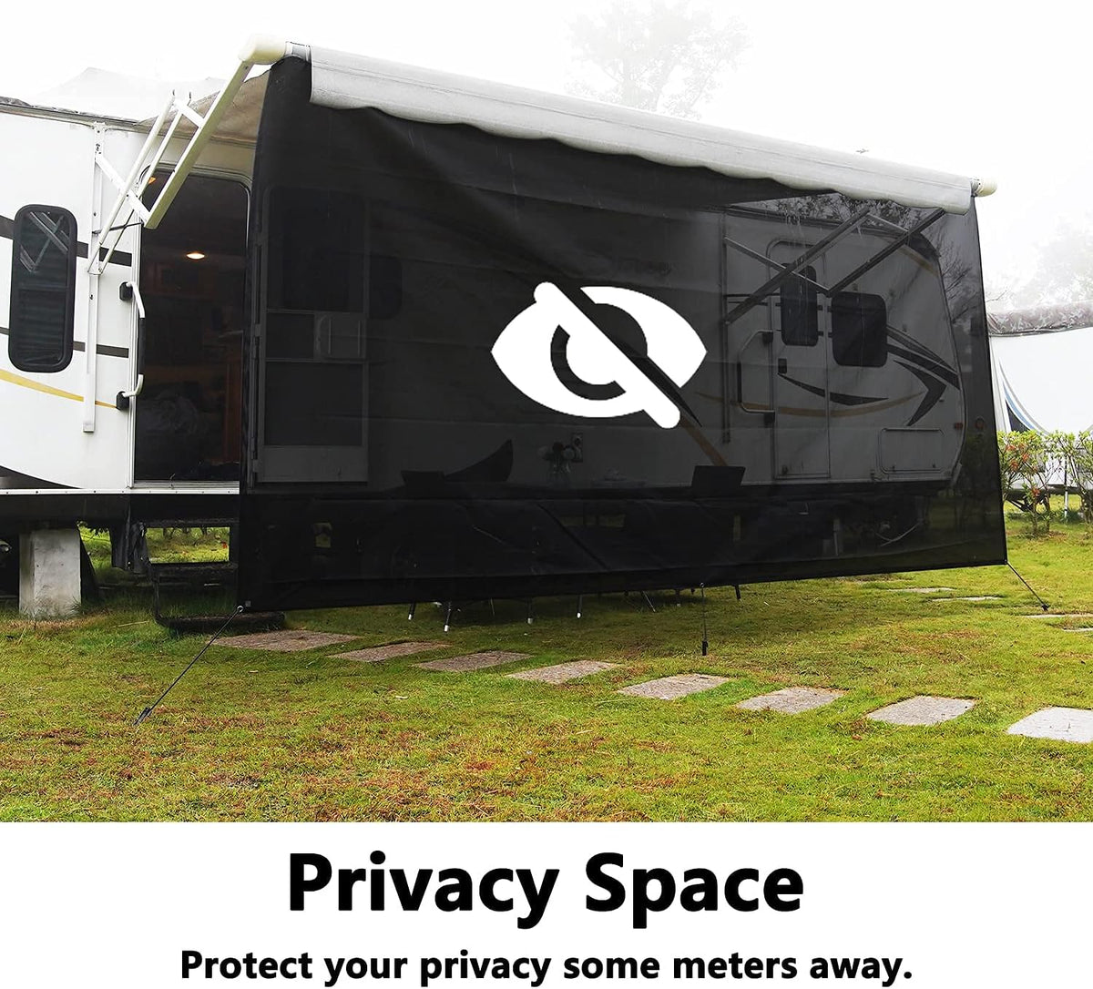 7'x15'2 Black Mesh RV Awning Sun Shade M878013