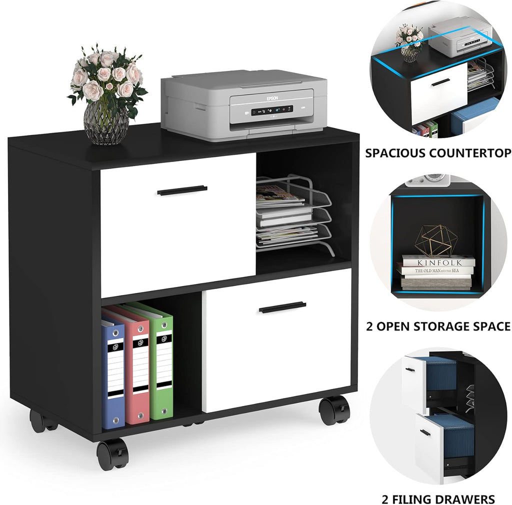 2 Drawer Wood File Cabinet with Wheels B5469