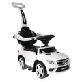 White 4-in-1 Toddler Push Car Stroller with LED Lights W96390