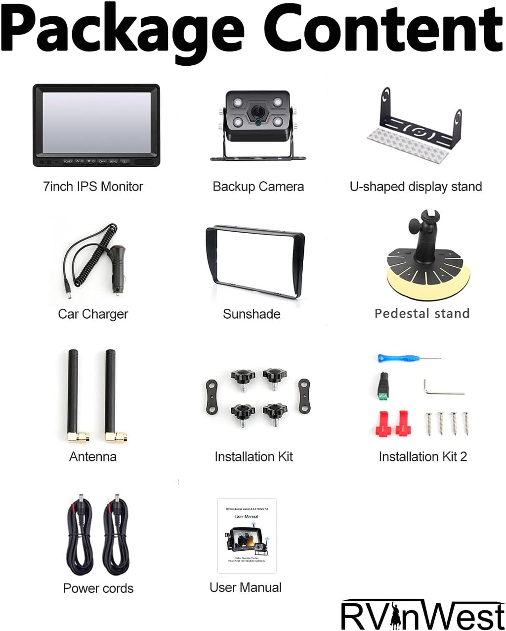 Wireless Backup Camera with 7 DVR HD Monitor F82617