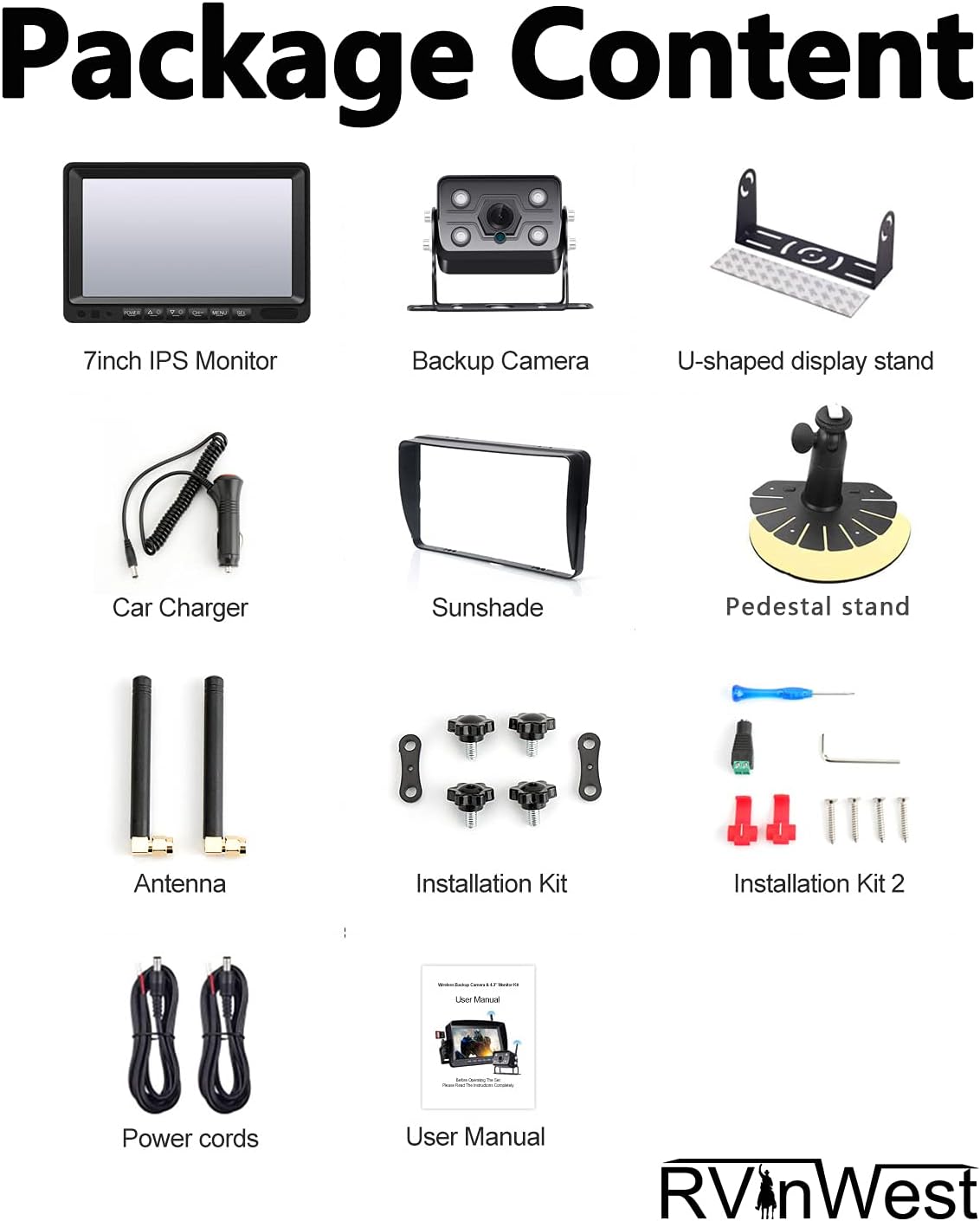 Wireless Backup Camera with 7 DVR HD Monitor F82617