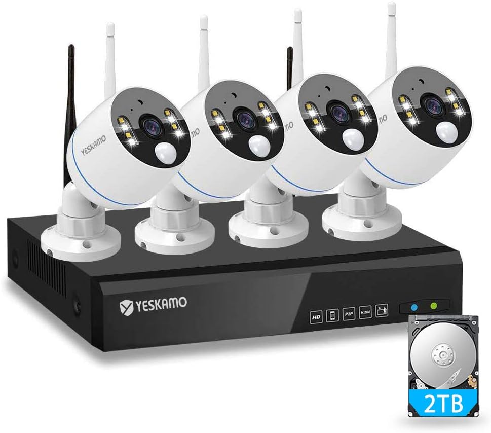 Wireless Security Camera System 8CH 3MP Color Night Vision 2TB Hard Drive I93556