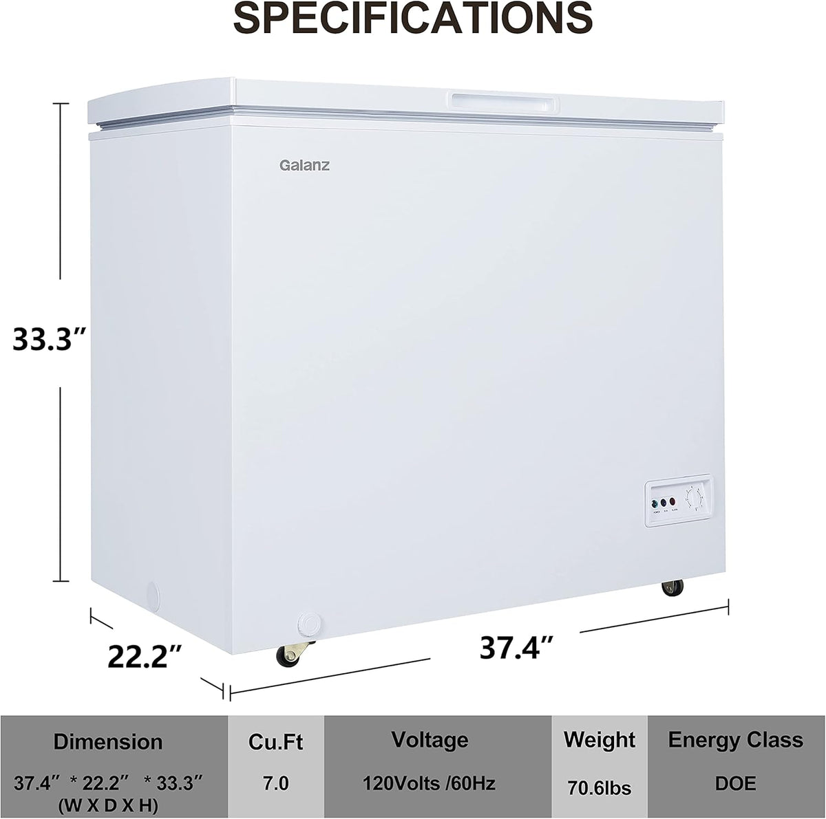 White 7.0 Cu Ft Chest Freezer O564