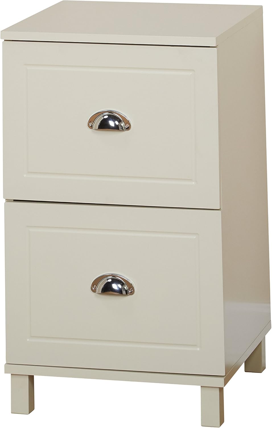 White 2 Drawer Filing Cabinet with Metal Handles E833