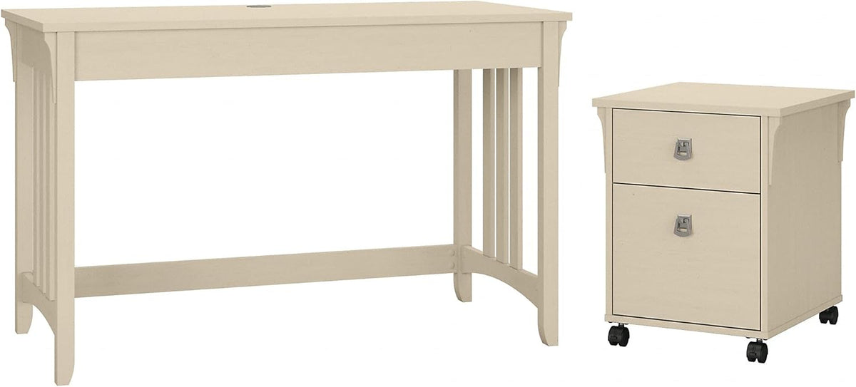 48W Cape Cod Gray Writing Desk with 2 Drawer Mobile File Cabinet W906