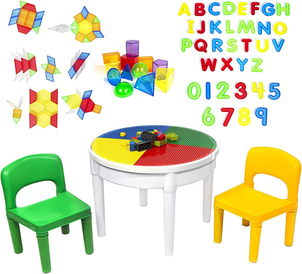 Home Schooling Starter Kit Activity Table Translucent Numbers Upper Case Letters Geometric Pattern Block Set 72 Pieces Translucent Geometric Solid Shape Set 12 Pieces S40443