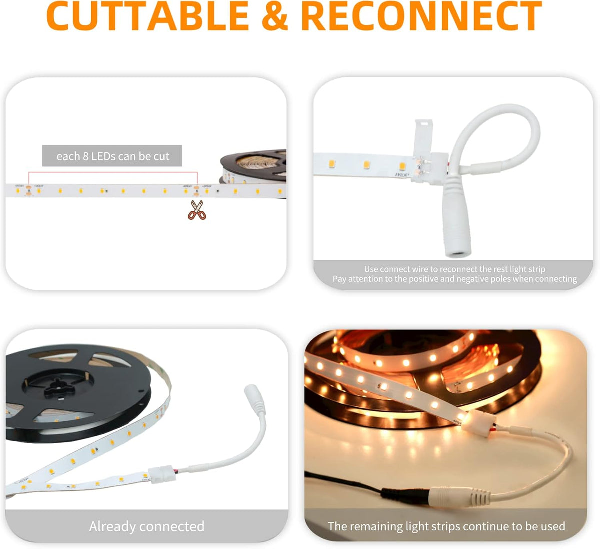 Warm White Indoor LED Strip Lights 52.5Ft Non-Waterproof 2700K Z83892