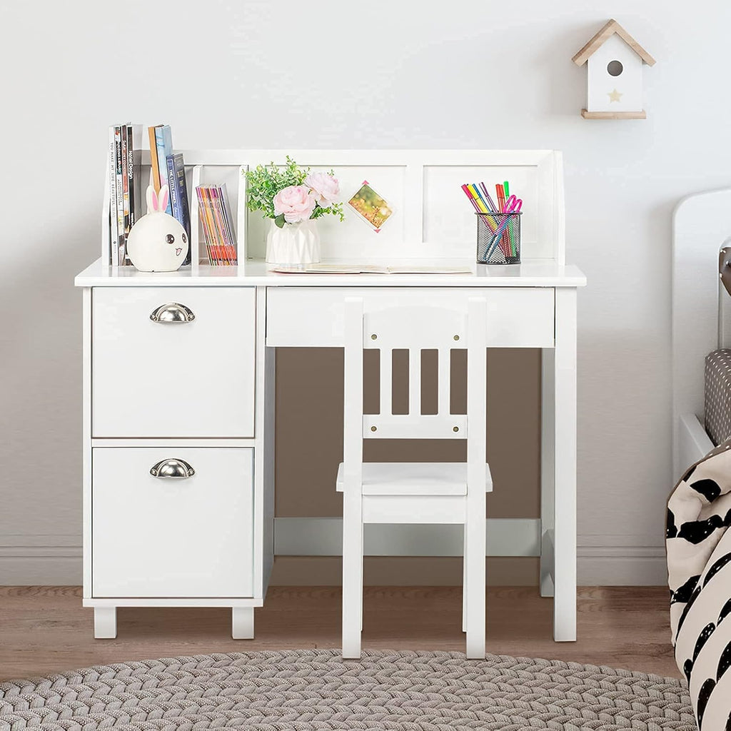 Kids Desk and Chair Set with Hutch and Storage Z933842