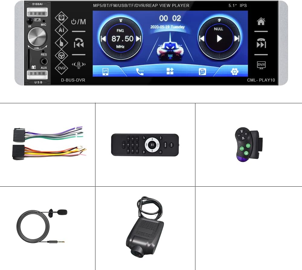 Single Din Car Stereo 5.1 Inch Touch Screen MP5 Player T9685