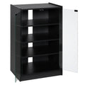5-Tier Media Stand Cabinet with Tempered Glass Doors, Black O7322