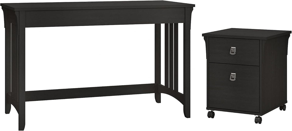 48W Cape Cod Gray Writing Desk with 2 Drawer Mobile File Cabinet W906