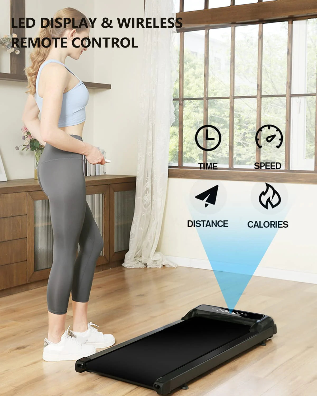 2 in 1 Under Desk Treadmill, 2.5HP Quiet Portable Treadmill with Remote Control, Black K312318