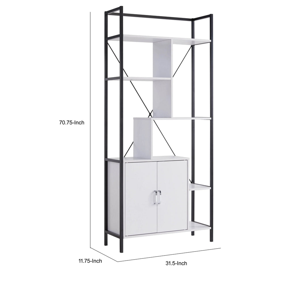 71 Inch White Display Cabinet with 7 Shelves V460