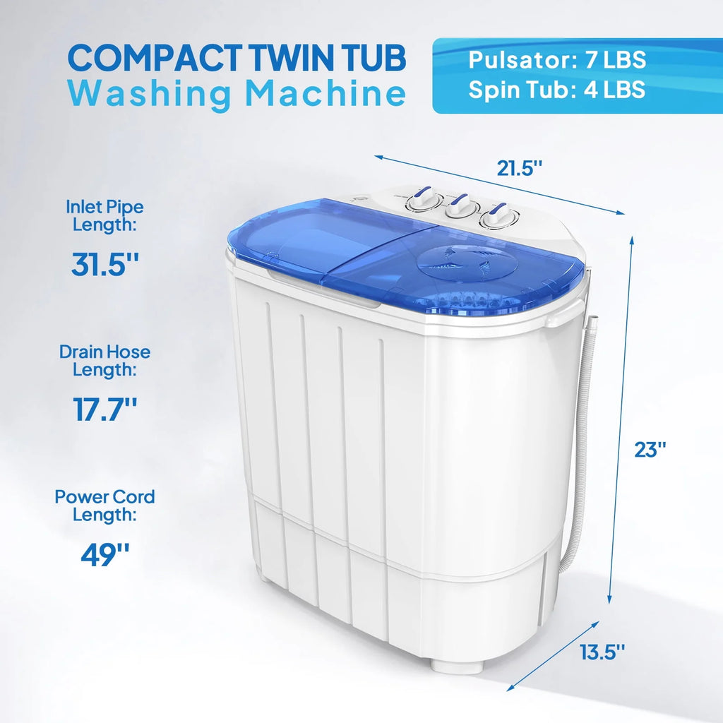 Portable Electric Mini Twin Tub Washing Machine with Spin Dryer F481144