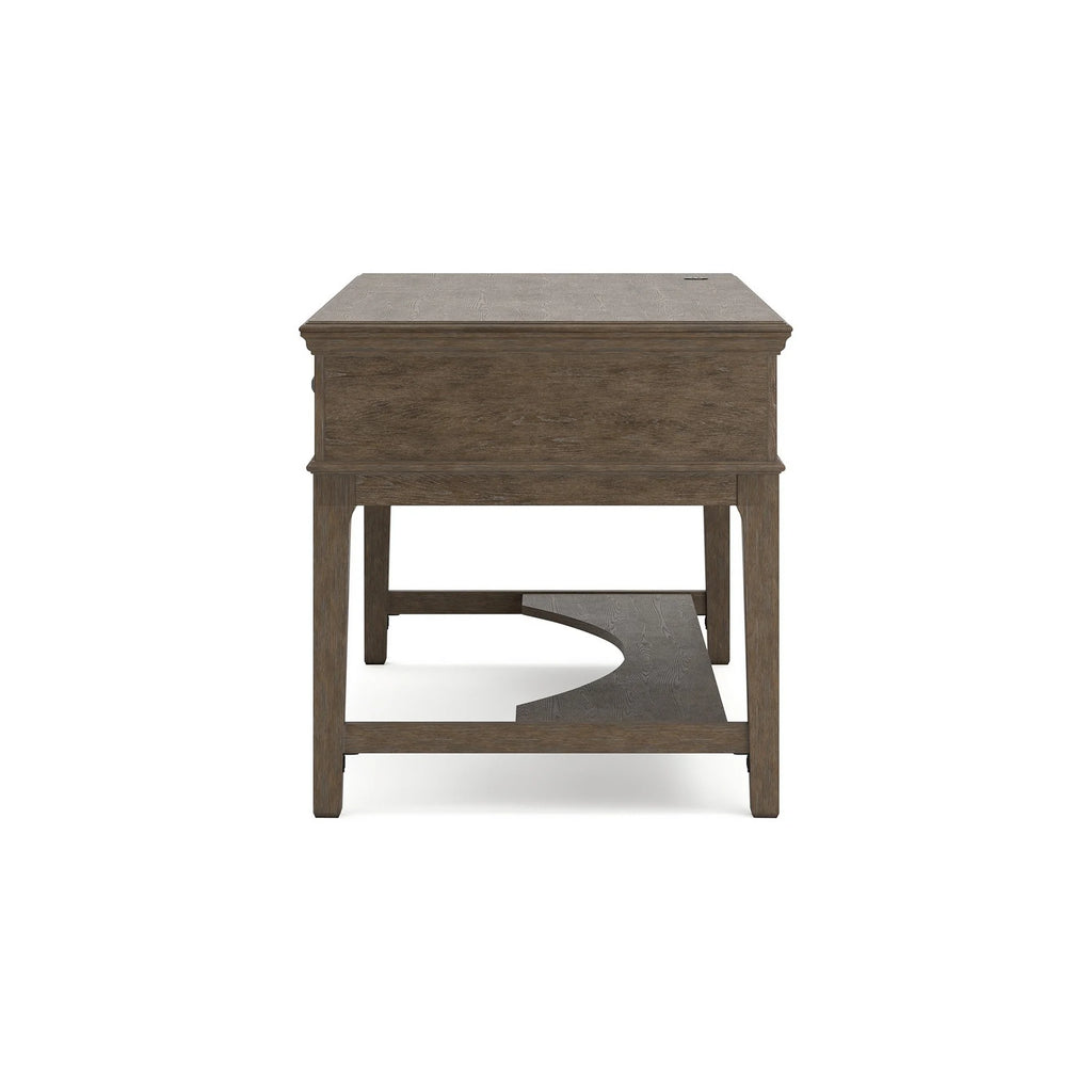 60 Inch Weathered Gray Wood Storage Desk with USB Ports C363