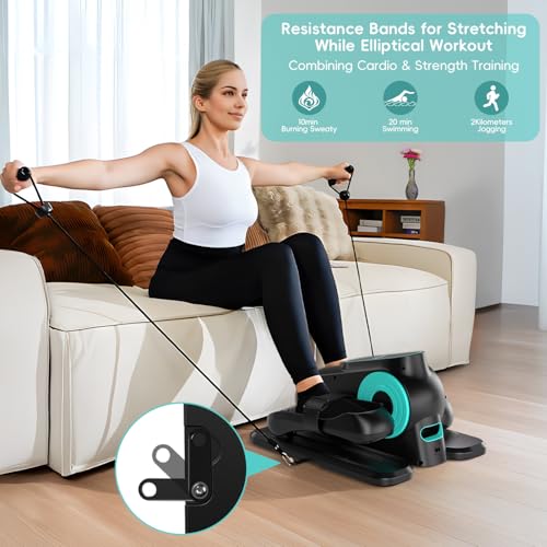 Under Desk Elliptical Machine, Portable Electric Seated Pedal Exerciser with 12 Adjustable Speeds X222