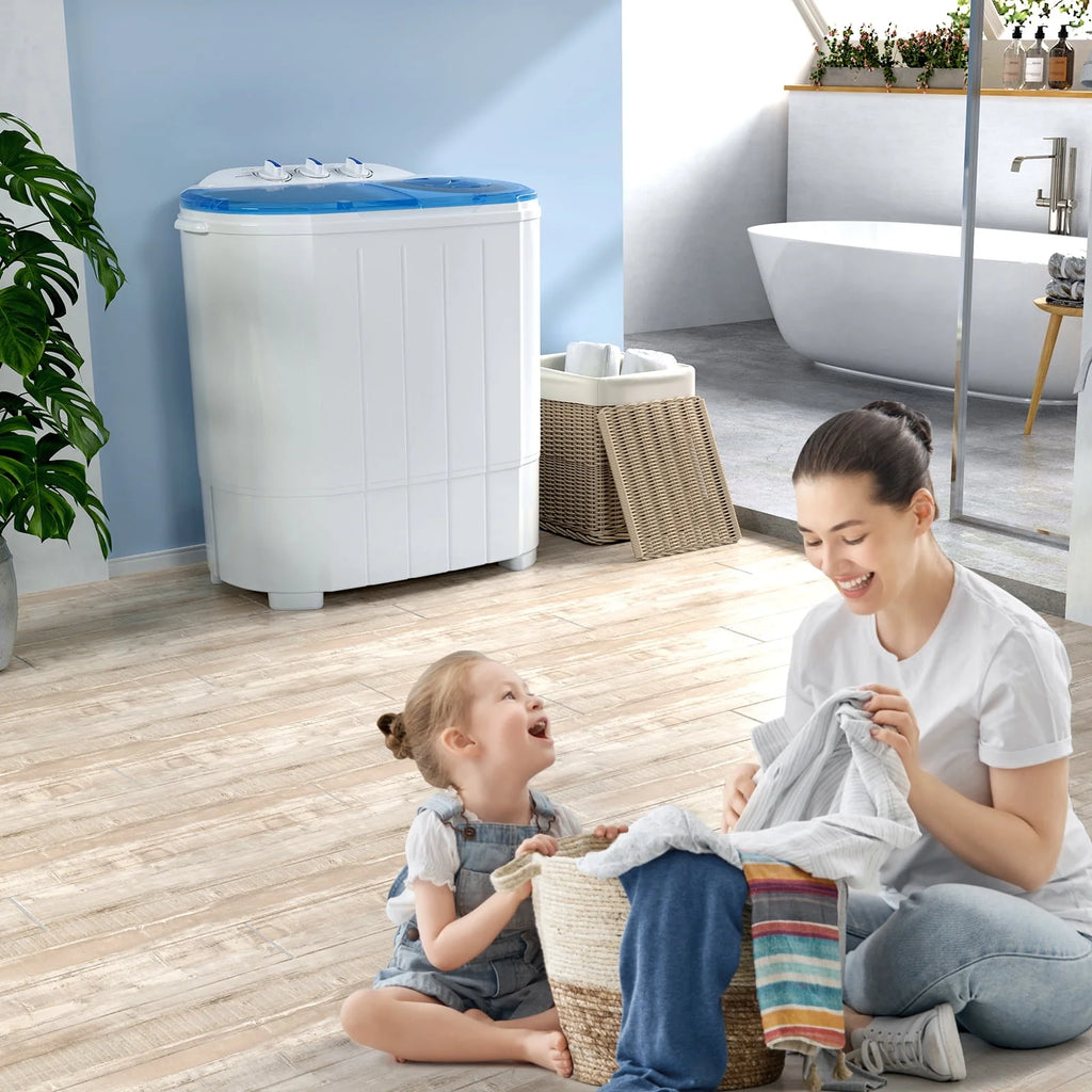 Portable Electric Mini Twin Tub Washing Machine with Spin Dryer F481144