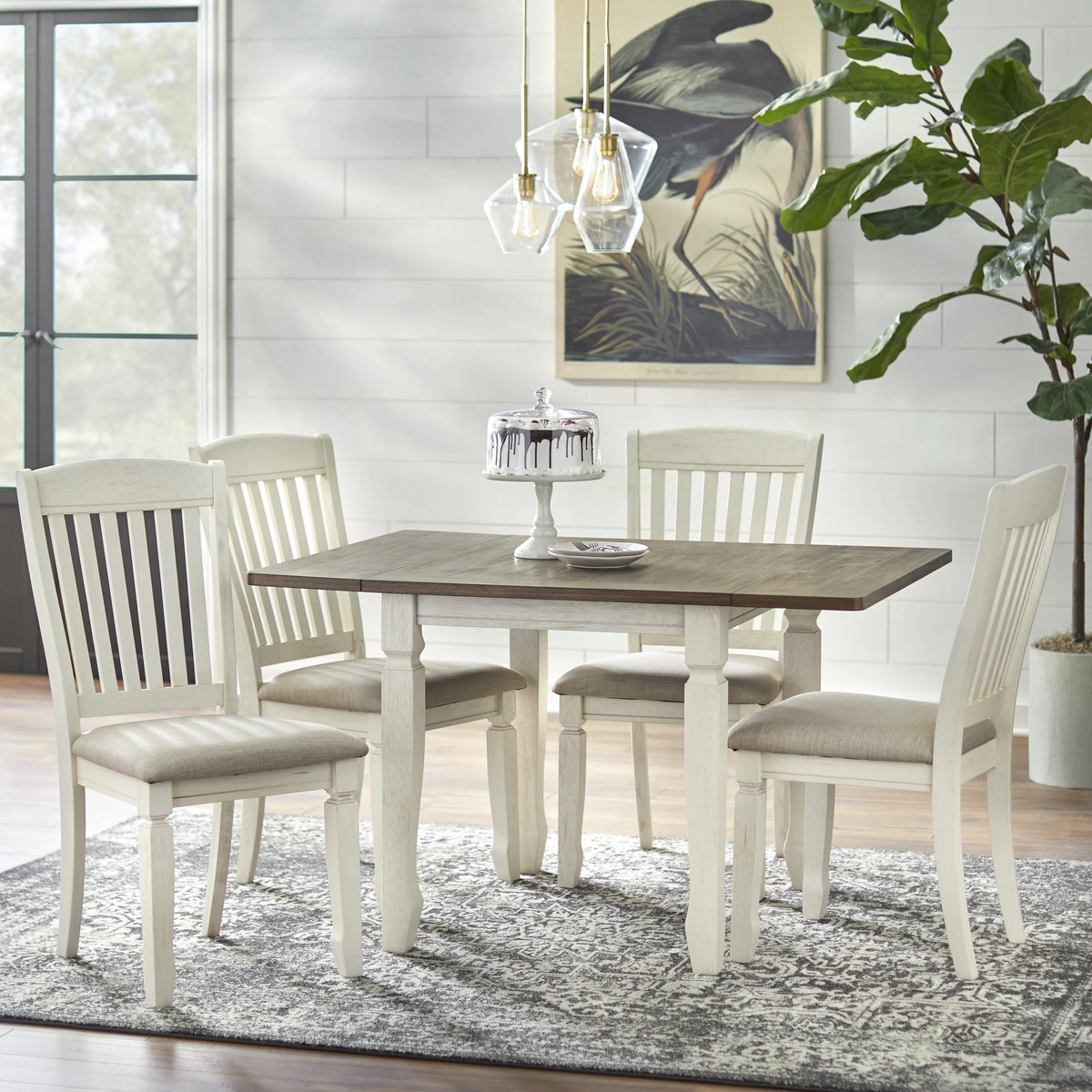 50 x 36 x 30 Walnut Antique White Dining Table P113094