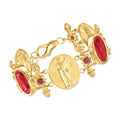 Red Venetian Glass Bracelet With Rubies in 18kt Gold Over Sterling Z410