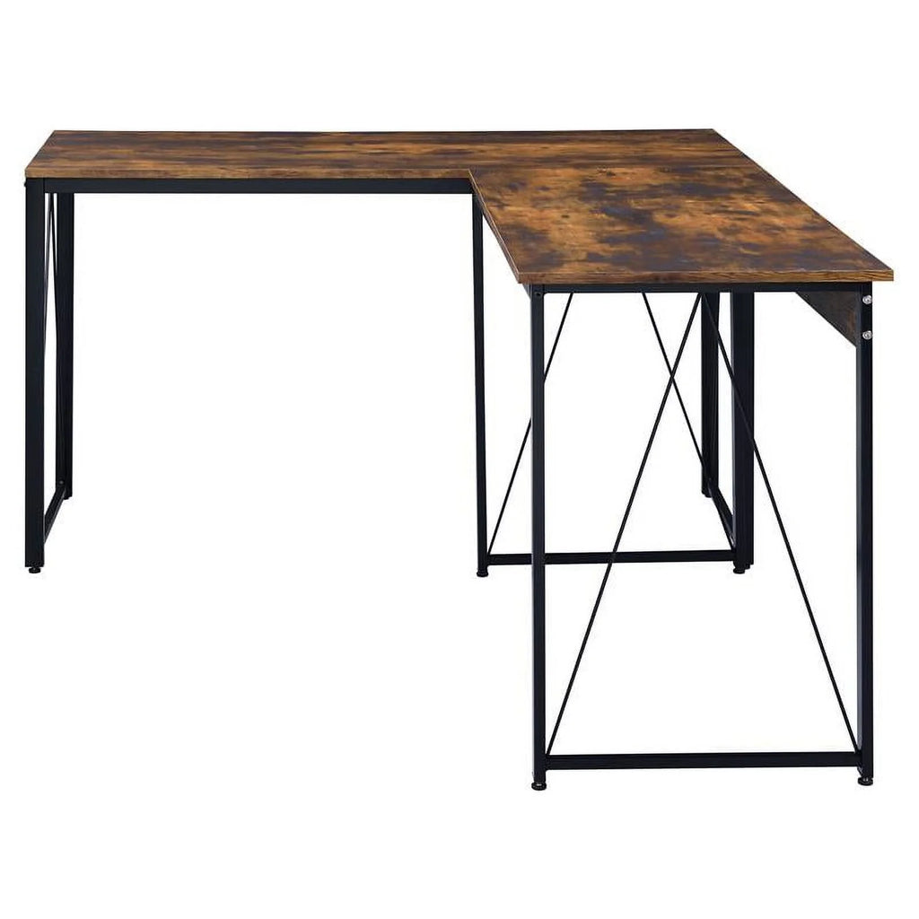 Weathered Oak and Black Wood Writing Desk B42556