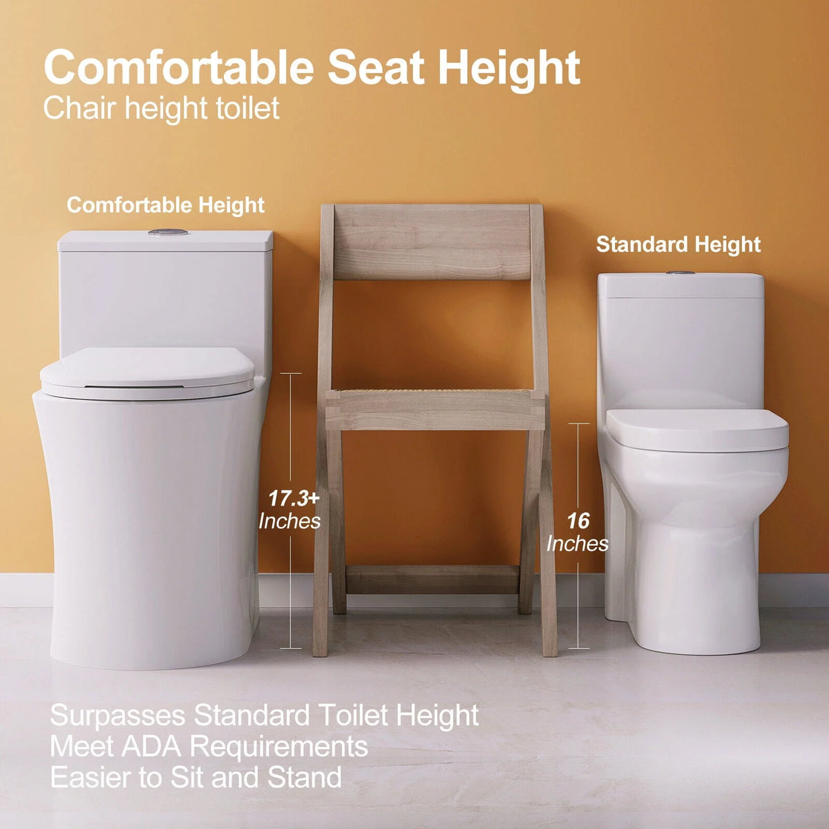 Elongated One Piece Toilet with Comfort Chair Seat, Dual Flush, White G699