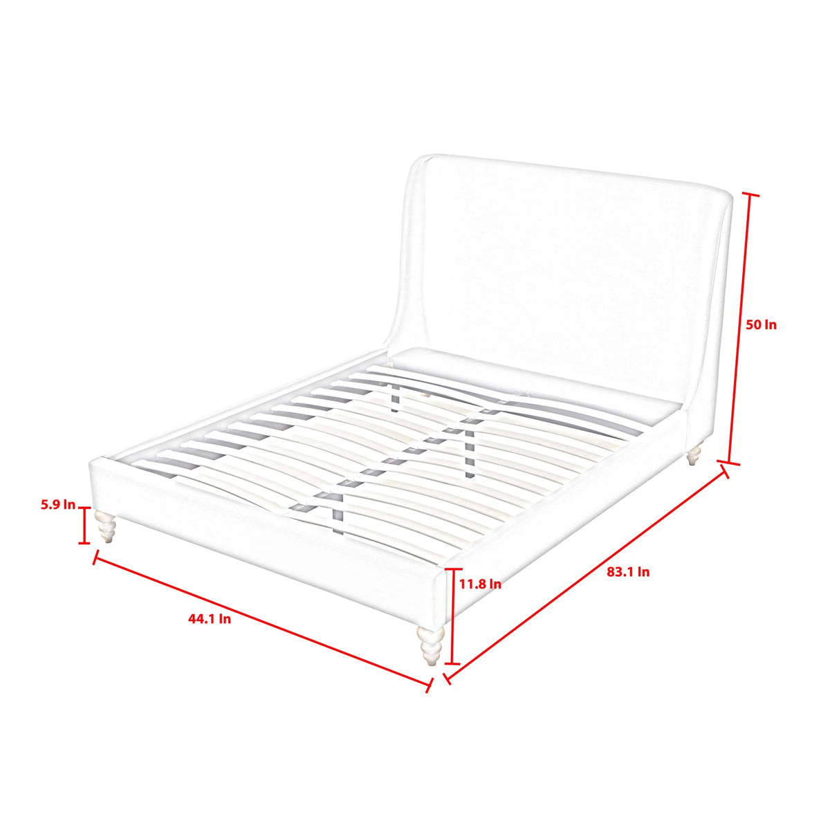 Cream White Tufted Linen Twin Size Bed Frame O47953